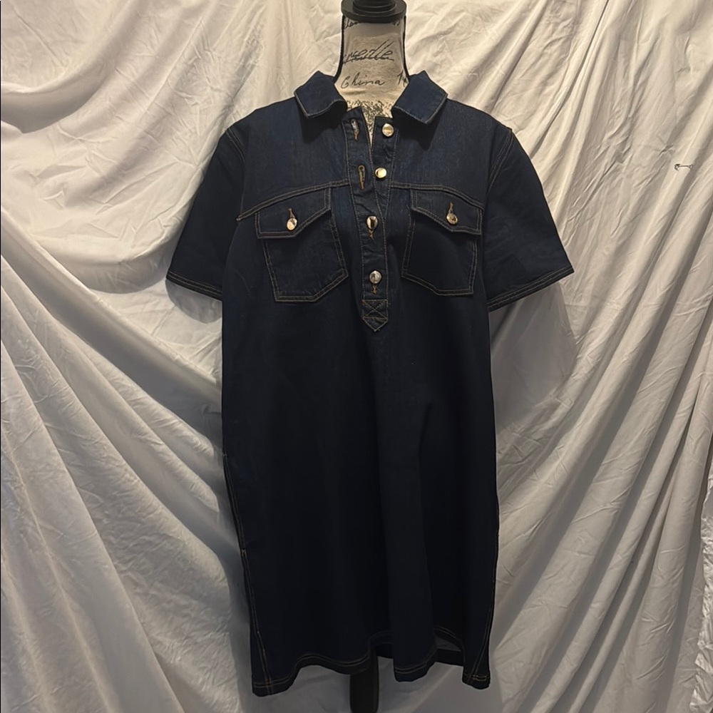 LOFT Dark Blue Denim Mini Dress
